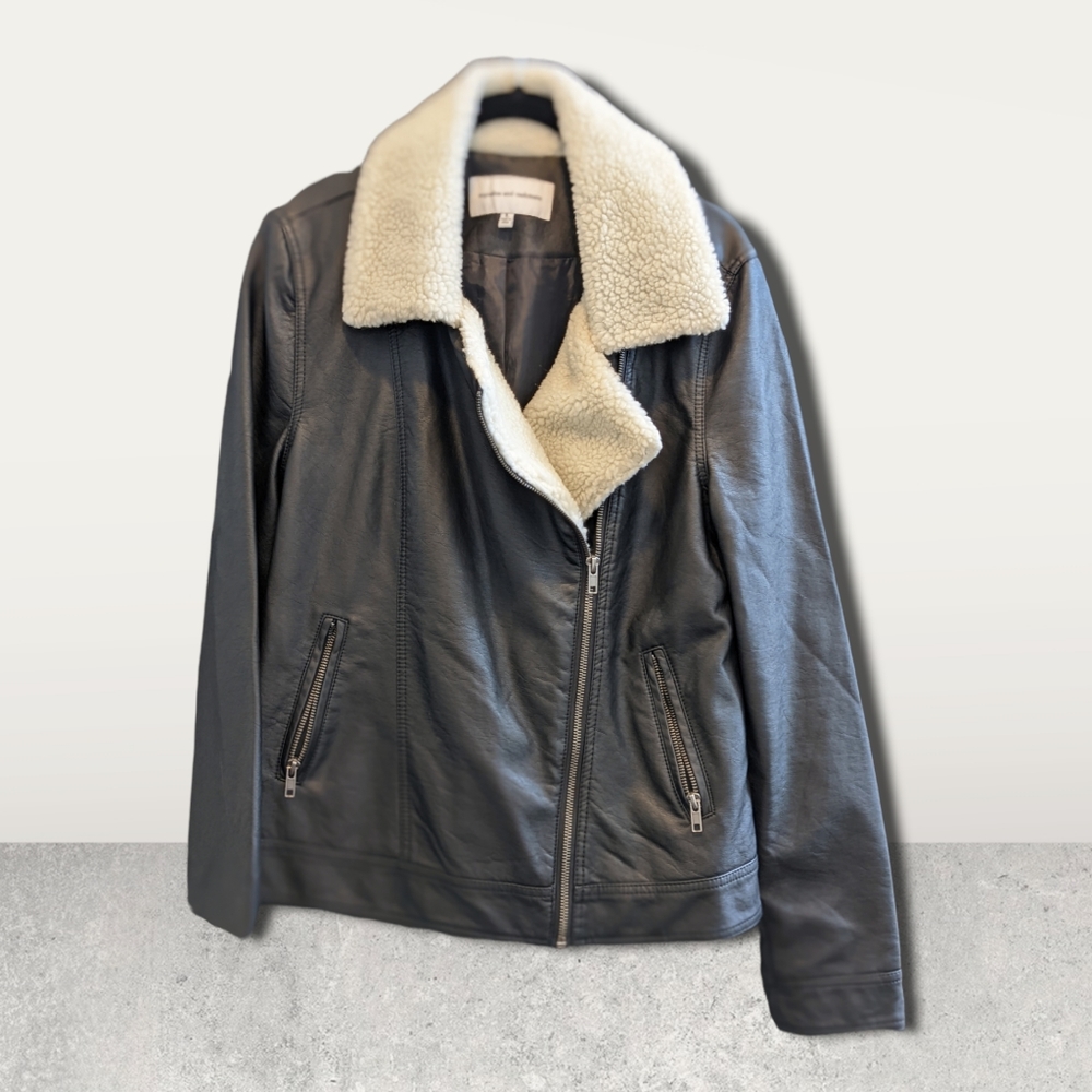 Faux leather and shearling jacket